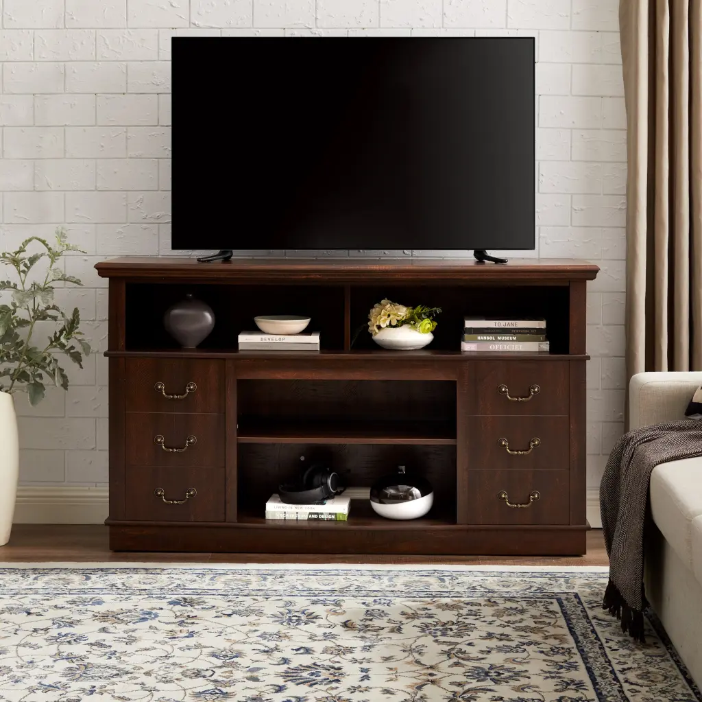 Traditional TV Media Stand - Rustic Farmhouse Entertainment Console Living Room rnb