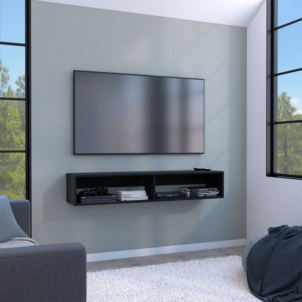 Warrior 59 Inch Floating TV Stand Two Open Shelves Media Compartment rta muebles colombia