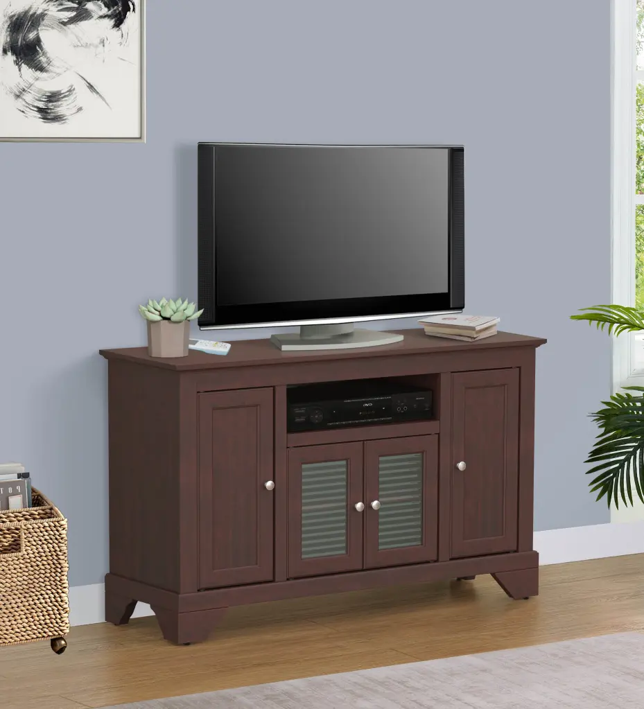 48 Inch Elegant Cherry TV Stand Storage Modern Media Console singularity