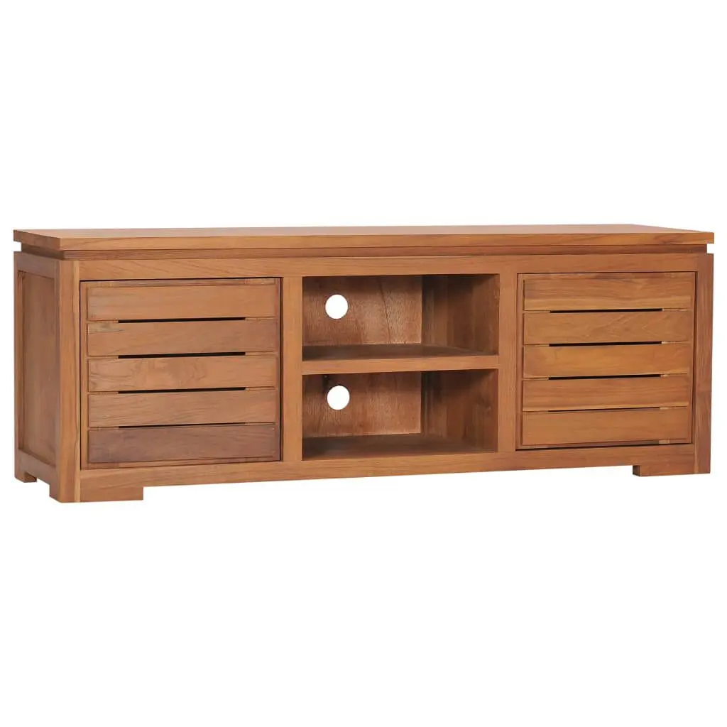 Solid Teak Wood TV Stand 43.3x11.8x15.7 Inches Media Console