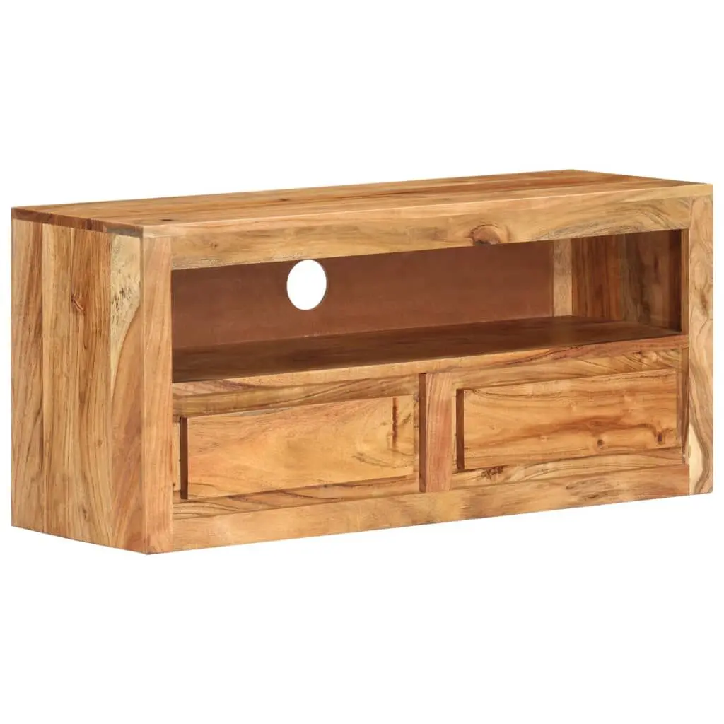TV Stand 34.6x11.8x15.7 Inches Solid Wood Acacia Media Console