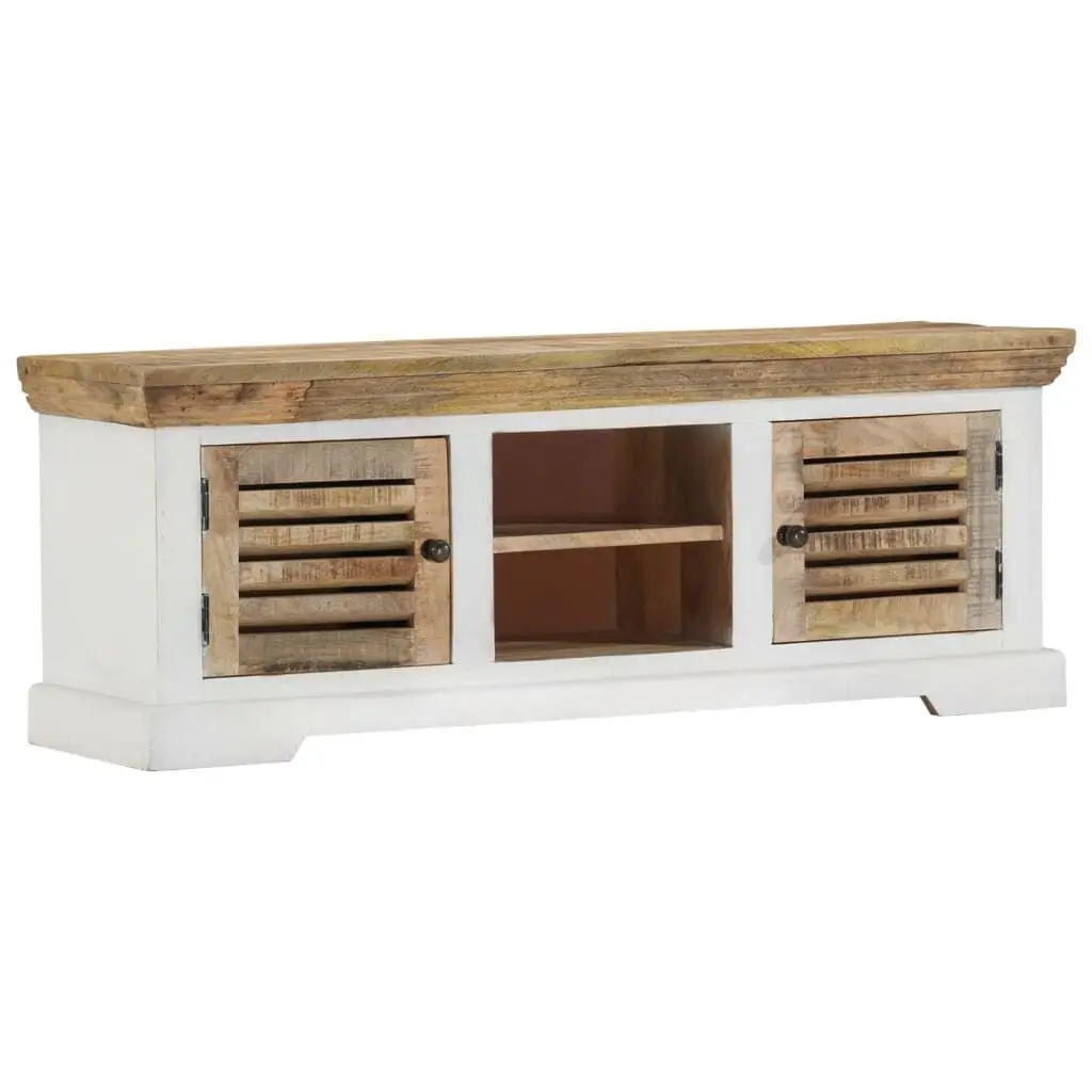 TV Stand 43.3x11.8x15.7 Inch Solid Wood Mango Entertainment Center Storage