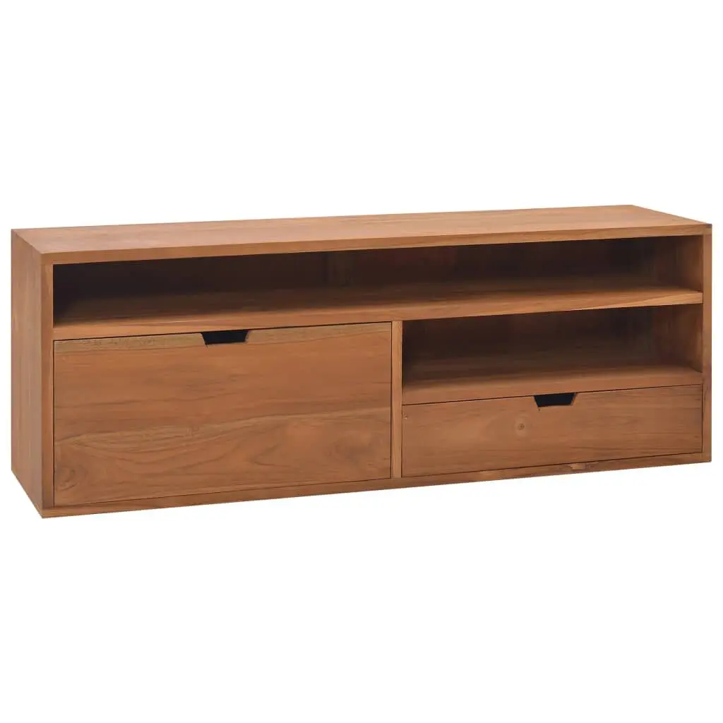 TV Stand 43.3x11.8x15.7 Inches Solid Wood Teak Modern Media Console