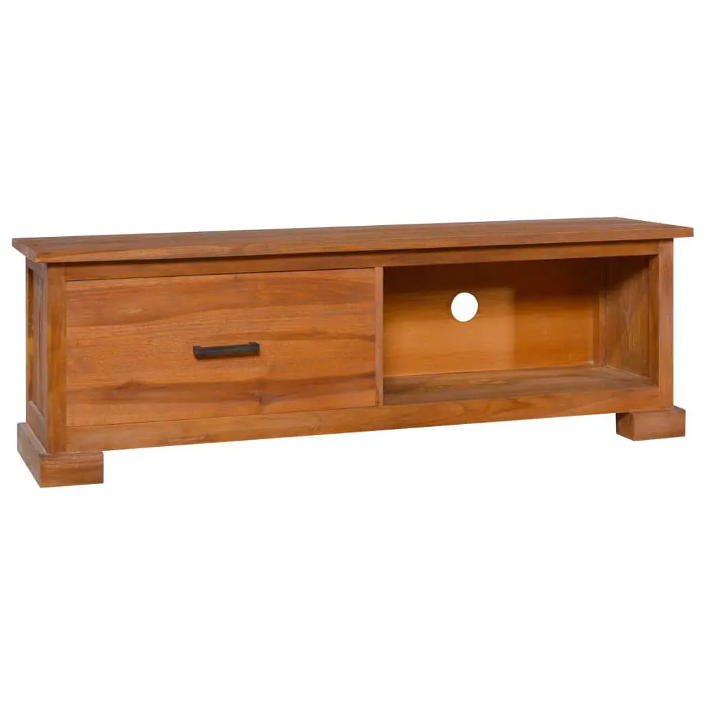 TV Stand 44.1x11.8x14.6 Inches Solid Wood Teak Minimalist Media Console
