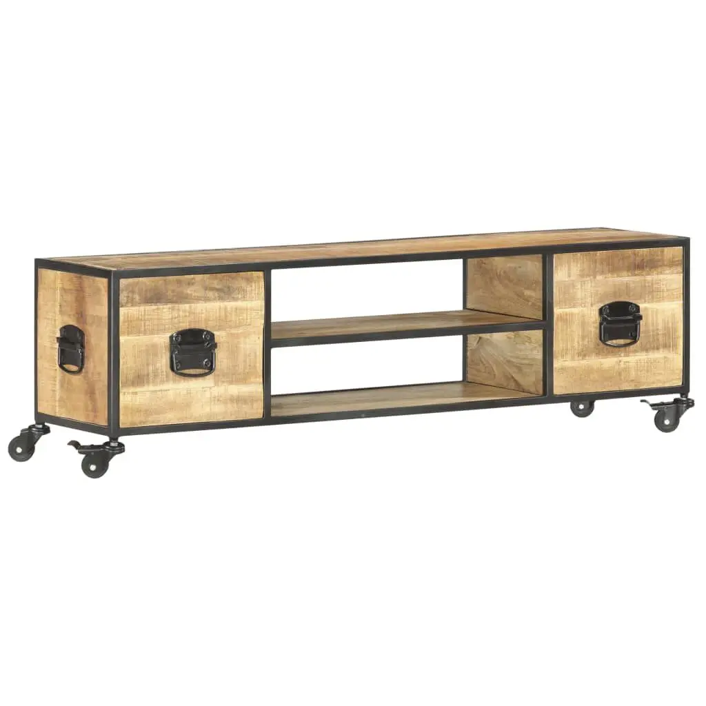 TV Stand 51.2x11.8x15.4 Inches Solid Wood Mango Entertainment Center