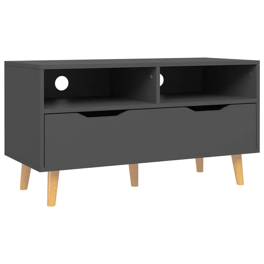 TV Stand Gray 35.4x15.7x19.1 Inches Engineered Wood Modern Design