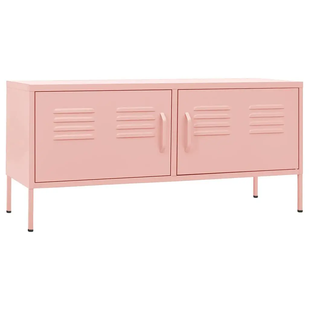 TV Stand Pink 41.3x13.8x19.7 Inches Steel Media Console