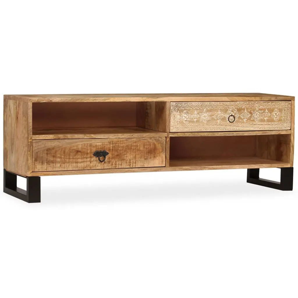 TV Stand Solid Wood Mango 47.2x11.8x15.7 Inches Modern Entertainment Center