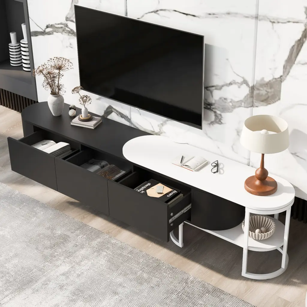 67.7 Inch Modern Extendable TV Stand TVs Up to 75 Inches Entertainment Center u-can