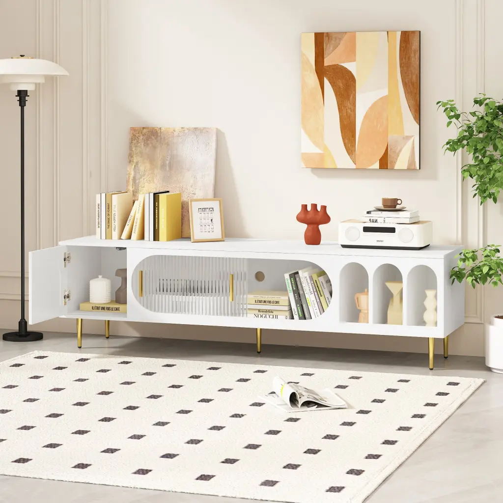 Modern TV Stand 70 Inch TV Entertainment Center Media Console u-can