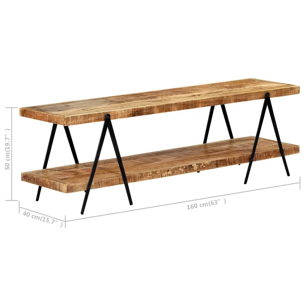 vidaXL TV Stand 63 Inch Solid Wood Mango Entertainment Center