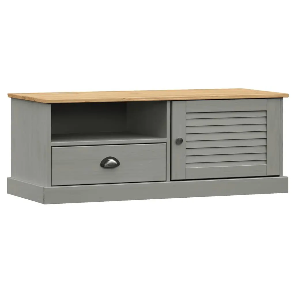 VIGO Gray TV Stand 41.7x15.7x15.7 Inch Solid Wood Pine Media Console