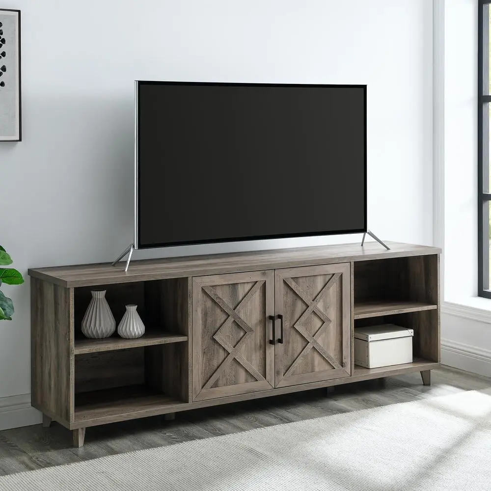 Classic Detailed-Door TV Stand TVs up to 80 Inches Gray Wash Walker Edison