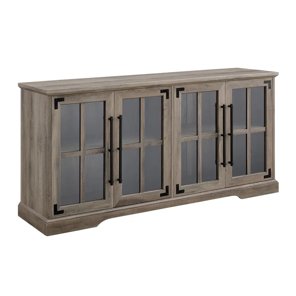 Modern Farmhouse Windowpane Glass Door TV Stand TVs Up To 65 Inches Grey walker edison
