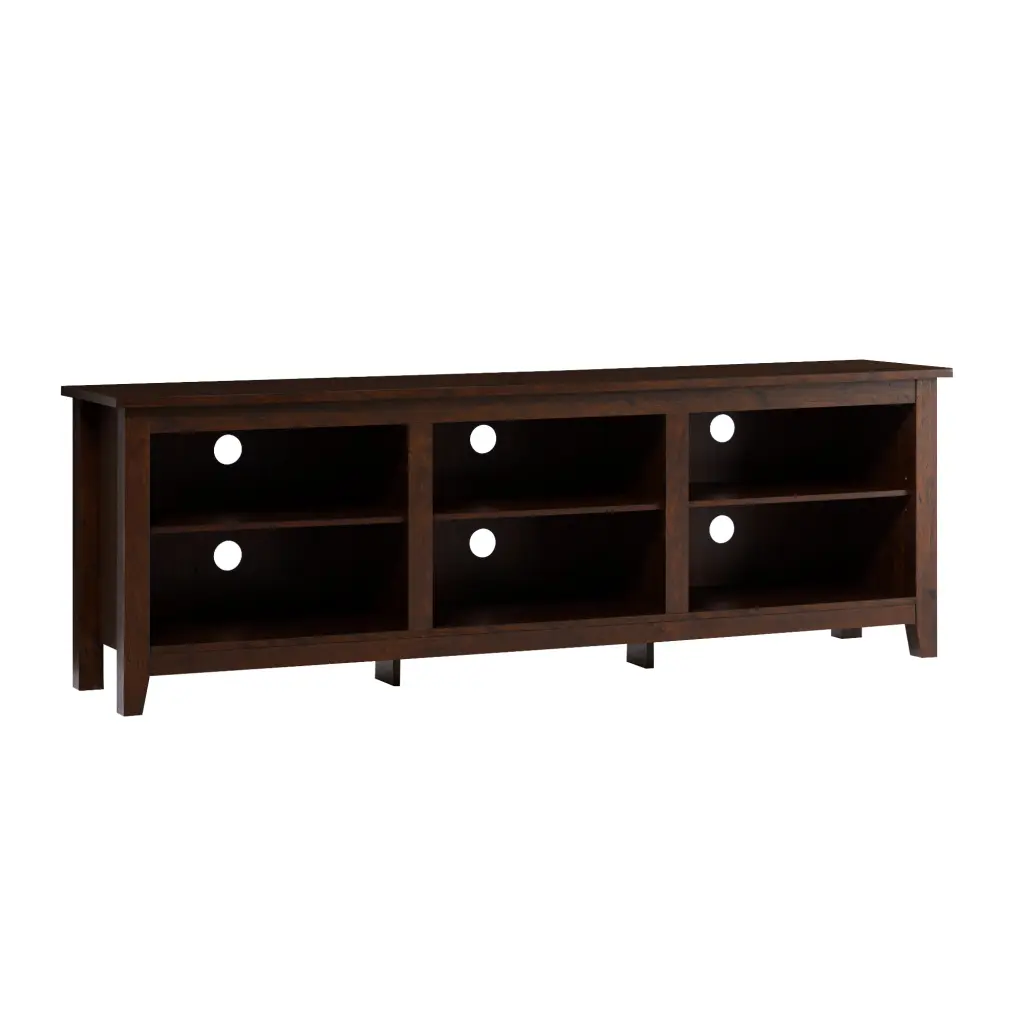 Modern Transitional 3 Shelf Open Storage 70 Inch TV Stand 80 Inch TVs Brown walker edison