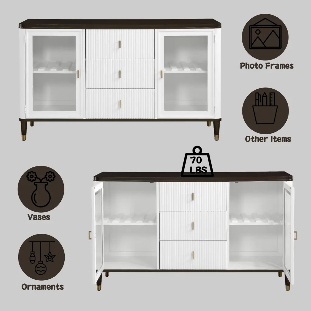 Maintenance Server White & Brown Finish Dn02958 White Wood acme onsite store