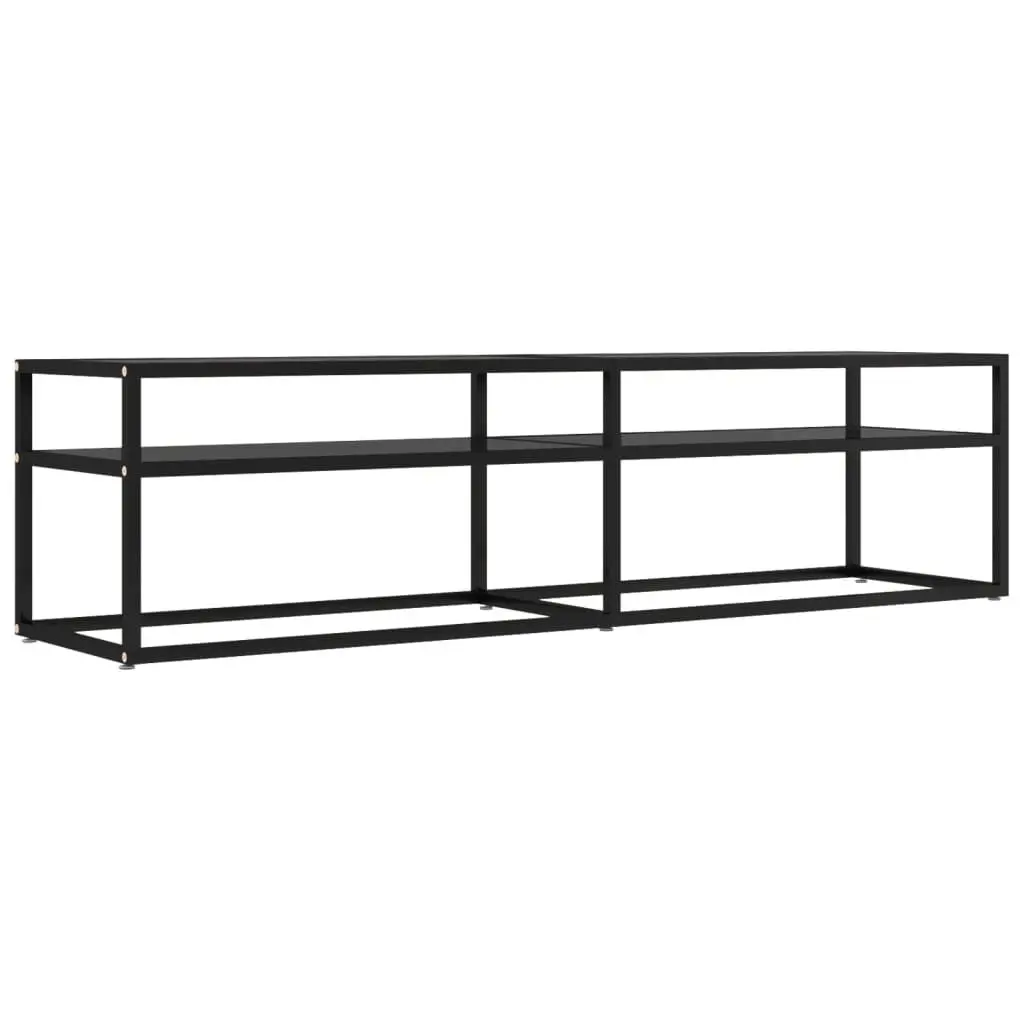 TV Stand Black 63x15.7x15.9 Inches Tempered Glass Modern Media Console