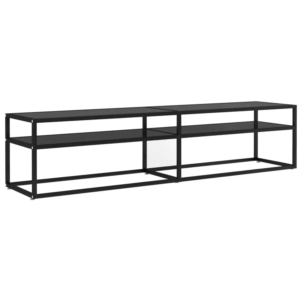 TV Stand Black 70.9x15.7x15.9 Inches Tempered Glass Entertainment Center
