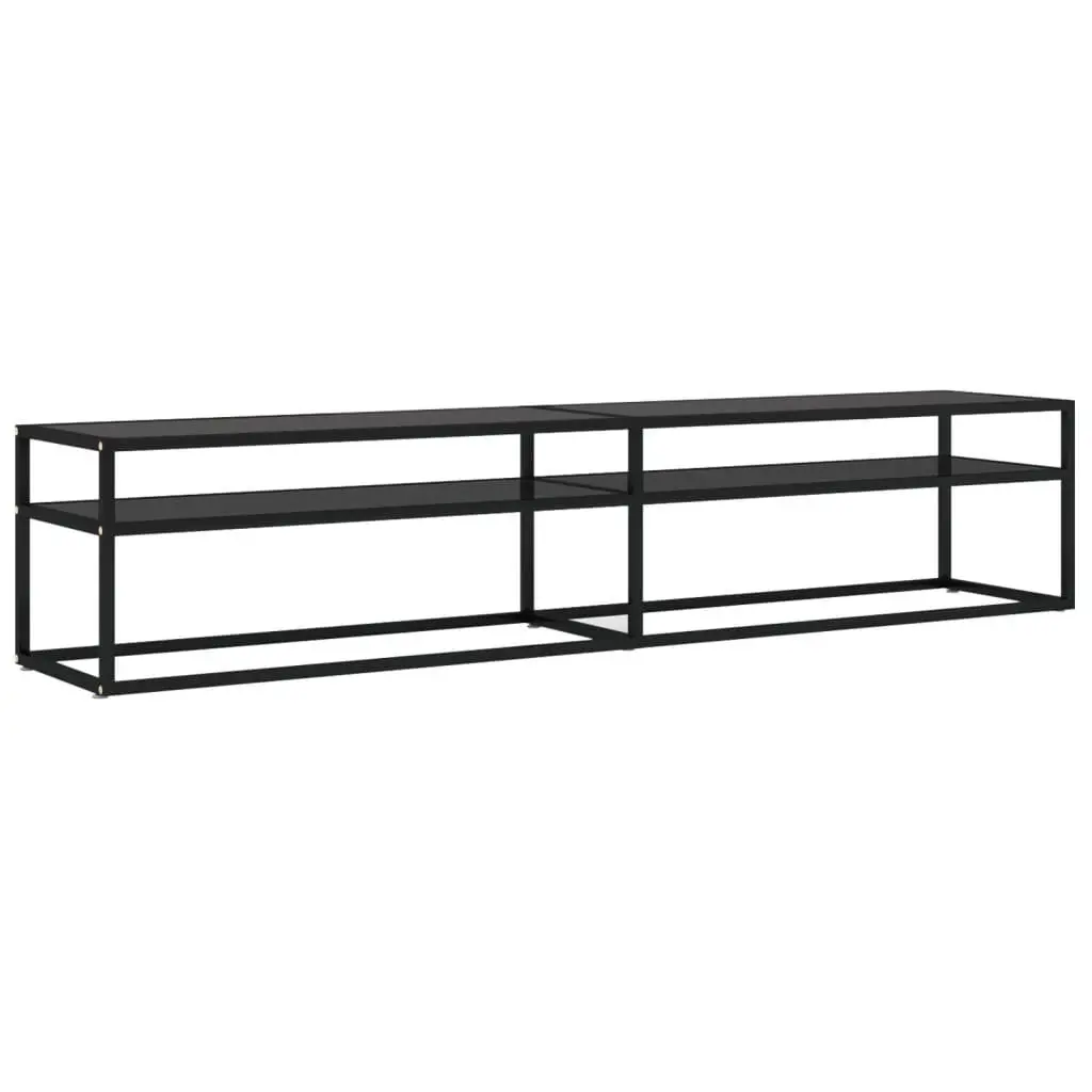 TV Stand Black 78.7x15.7x15.9 Inches Tempered Glass Large Media Console