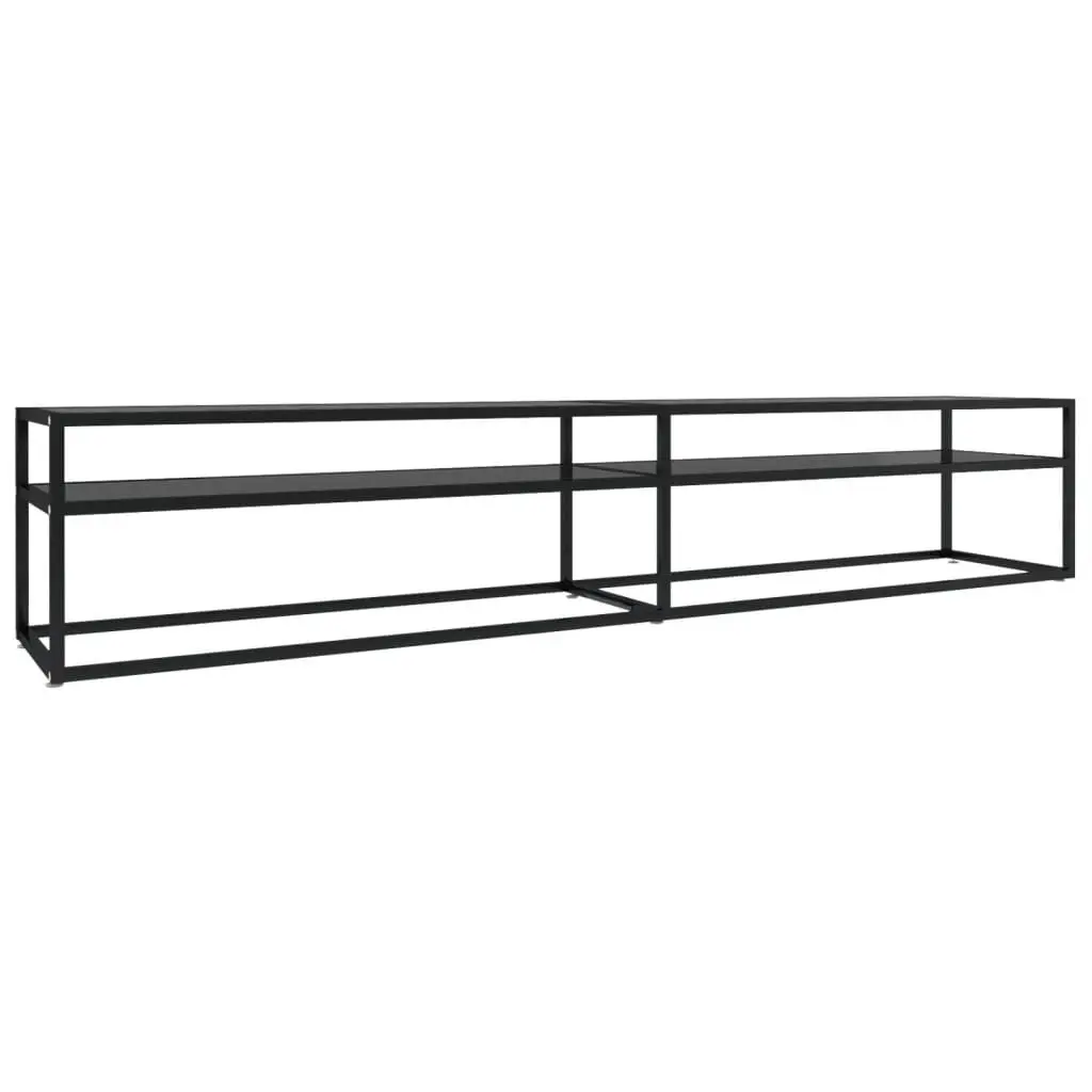 TV Stand Black 86.6x15.7x15.9 Inches Tempered Glass Extra Wide Media Center