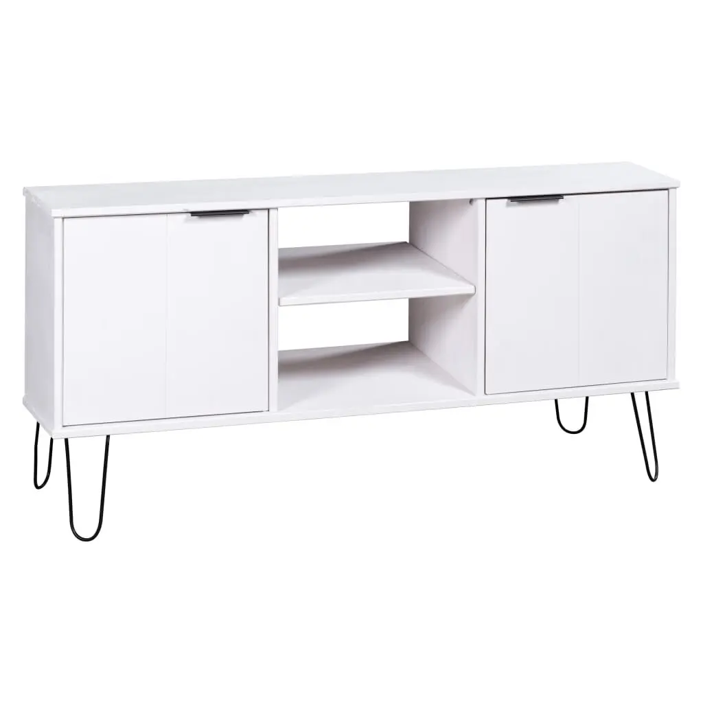 TV Stand New York White Solid Pine Wood Media Console Living Room