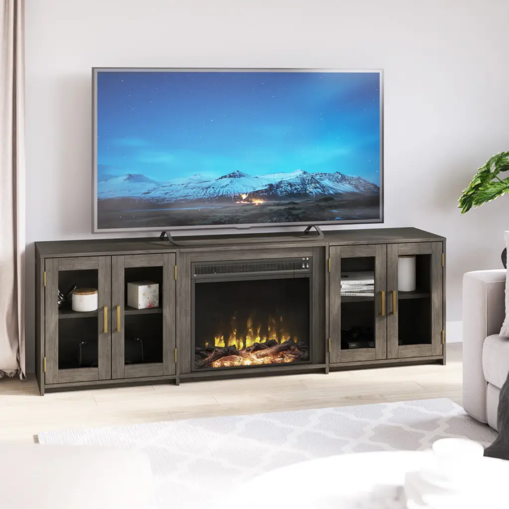 Twin Star Home TV Stand Electric Fireplace TVs up to 80 Inches