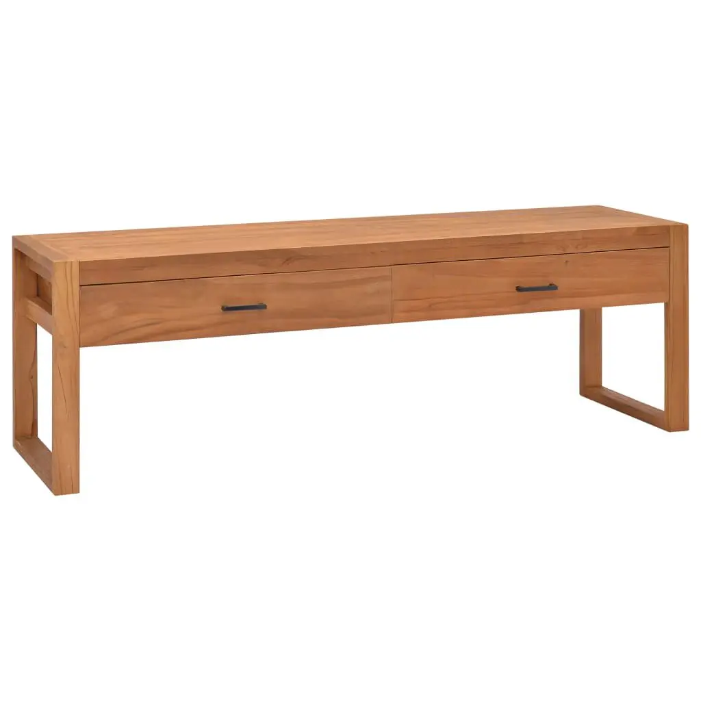 47.2 Inch Solid Teak Wood TV Stand - Modern Media Console Storage