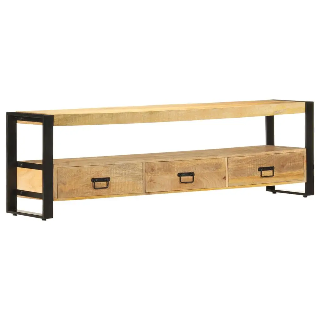 59.1x11.8x17.7 Inch Solid Mango Wood TV Stand Entertainment Center