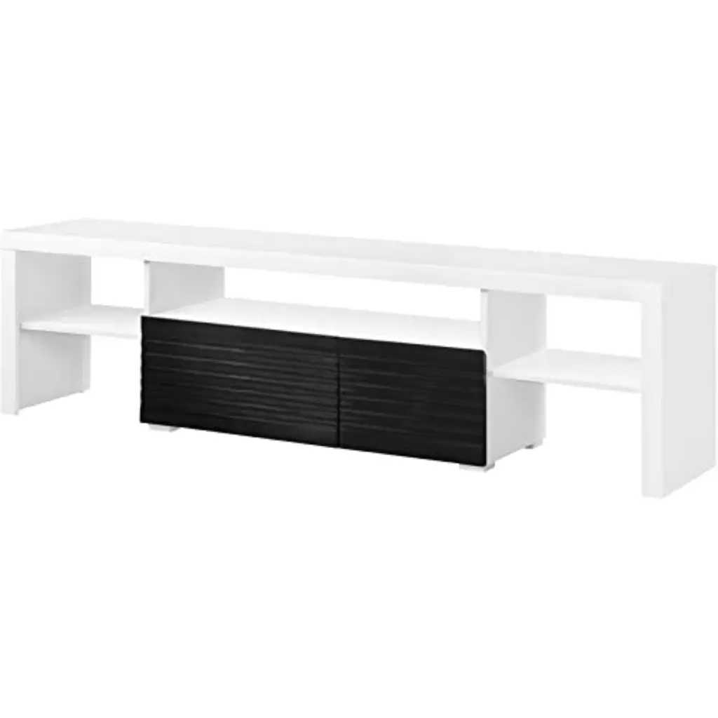 LV00998 Buck II TV Stand White Black High Gloss Finish Acme Furniture