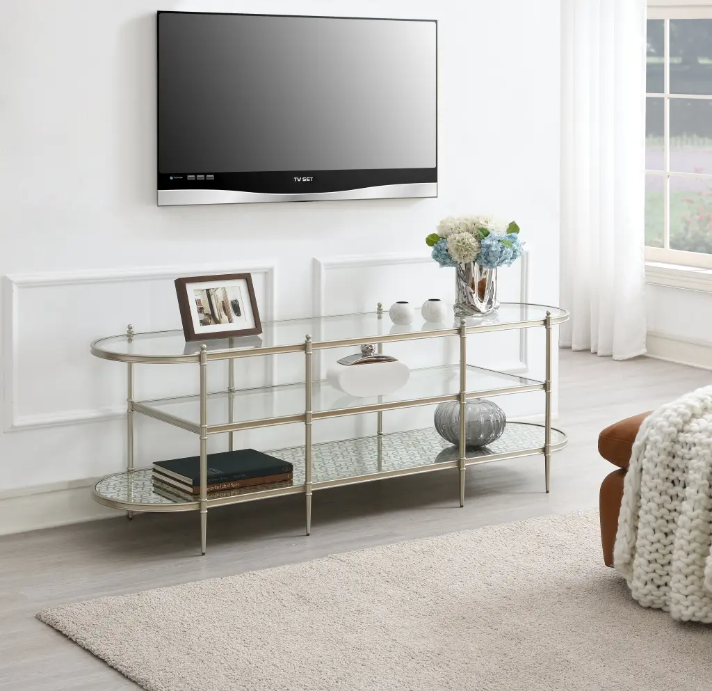Zaba Tv Stand Crystal Champagne Finish 70-79 Inches Modern Entertainment Center acme onsite store