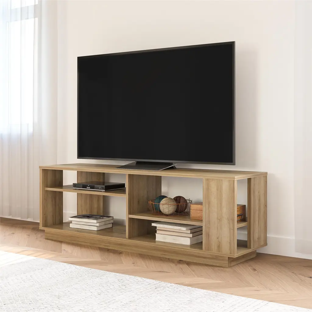Ameriwood Home Glenvale Contemporary TV Stand TVs up to 60 Inches Natural Finish