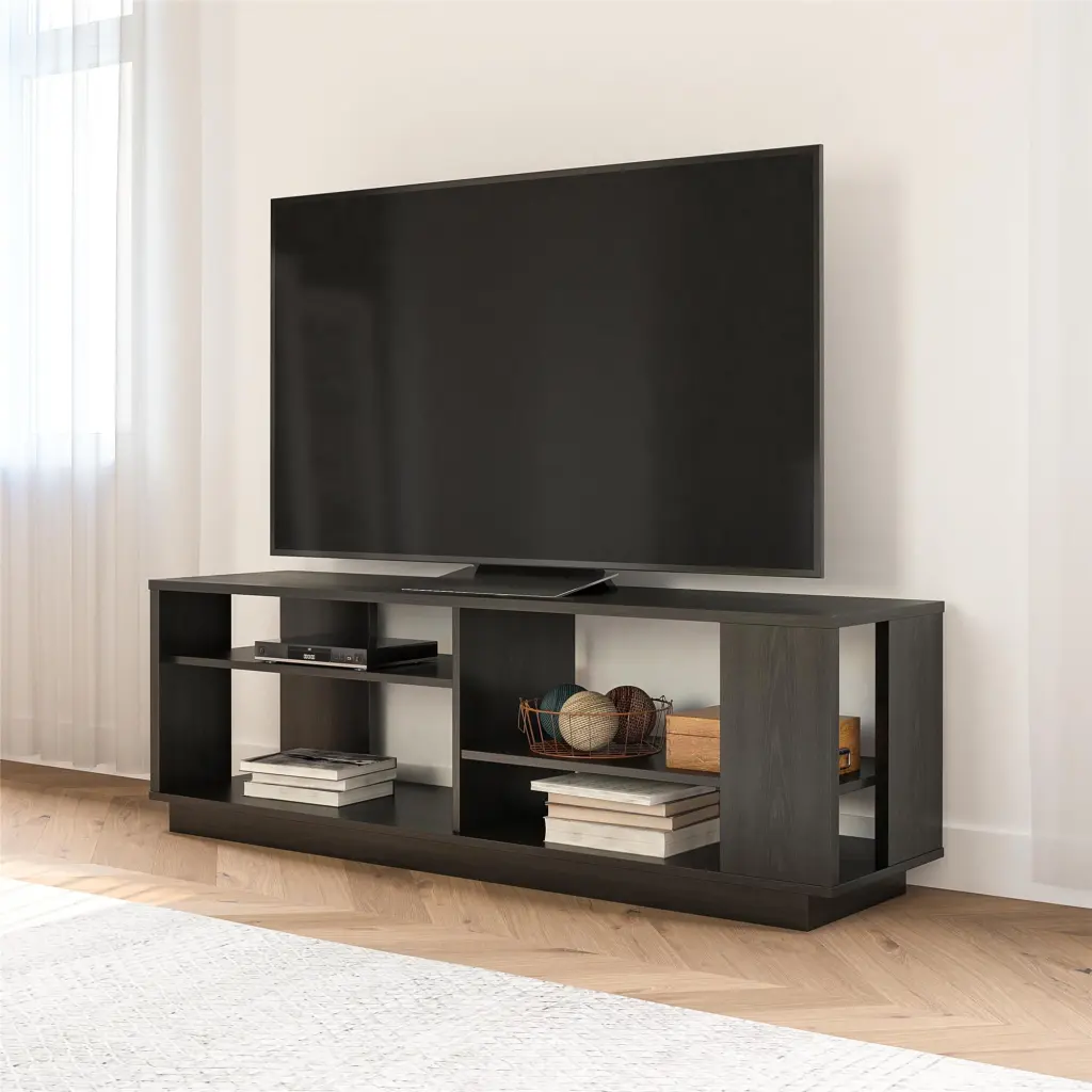 Ameriwood Home Glenvale Contemporary TV Stand TVs up to 60 Inches Black Oak