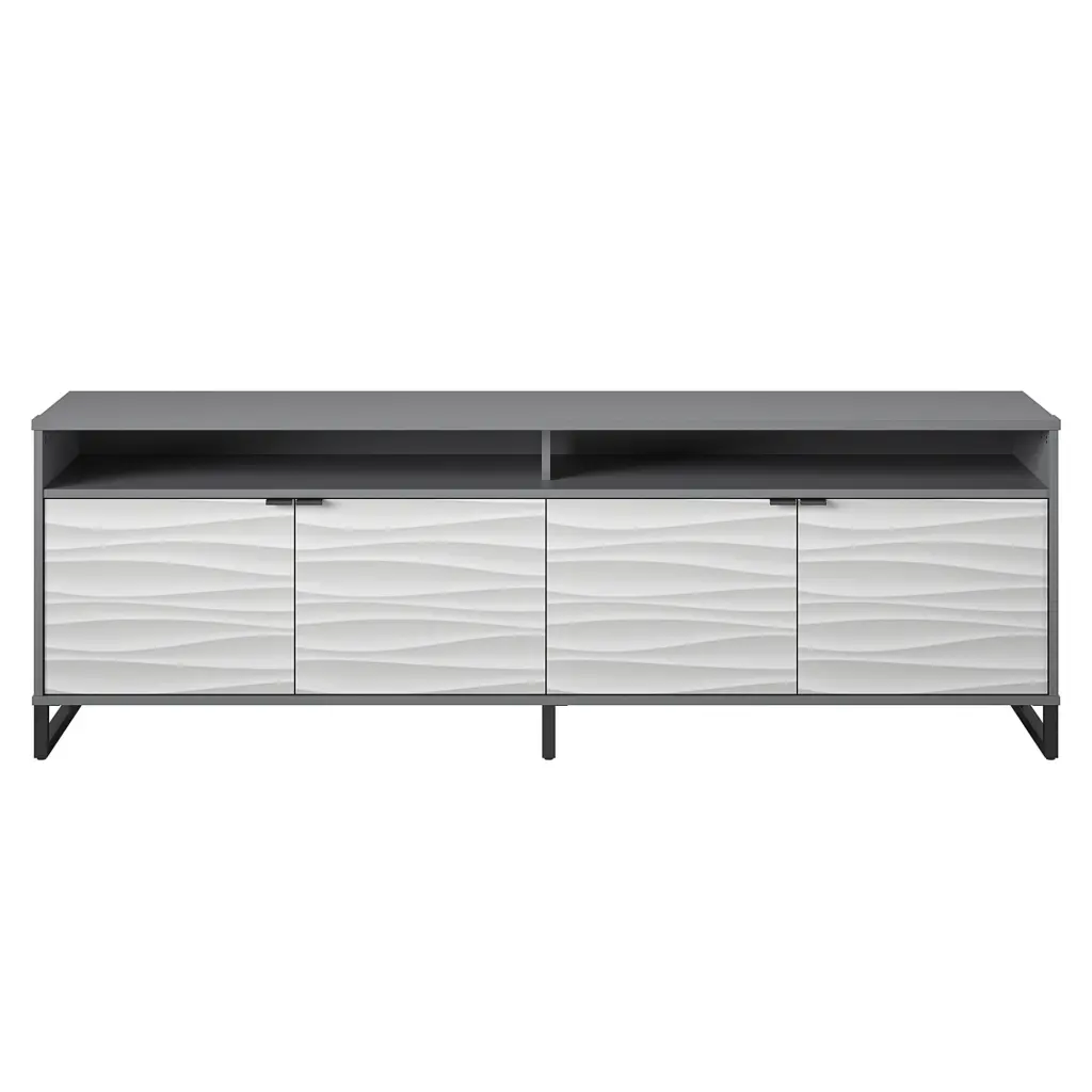 Ameriwood Home Monterey Gray Engineered Wood Media Console 85 Inch TVs