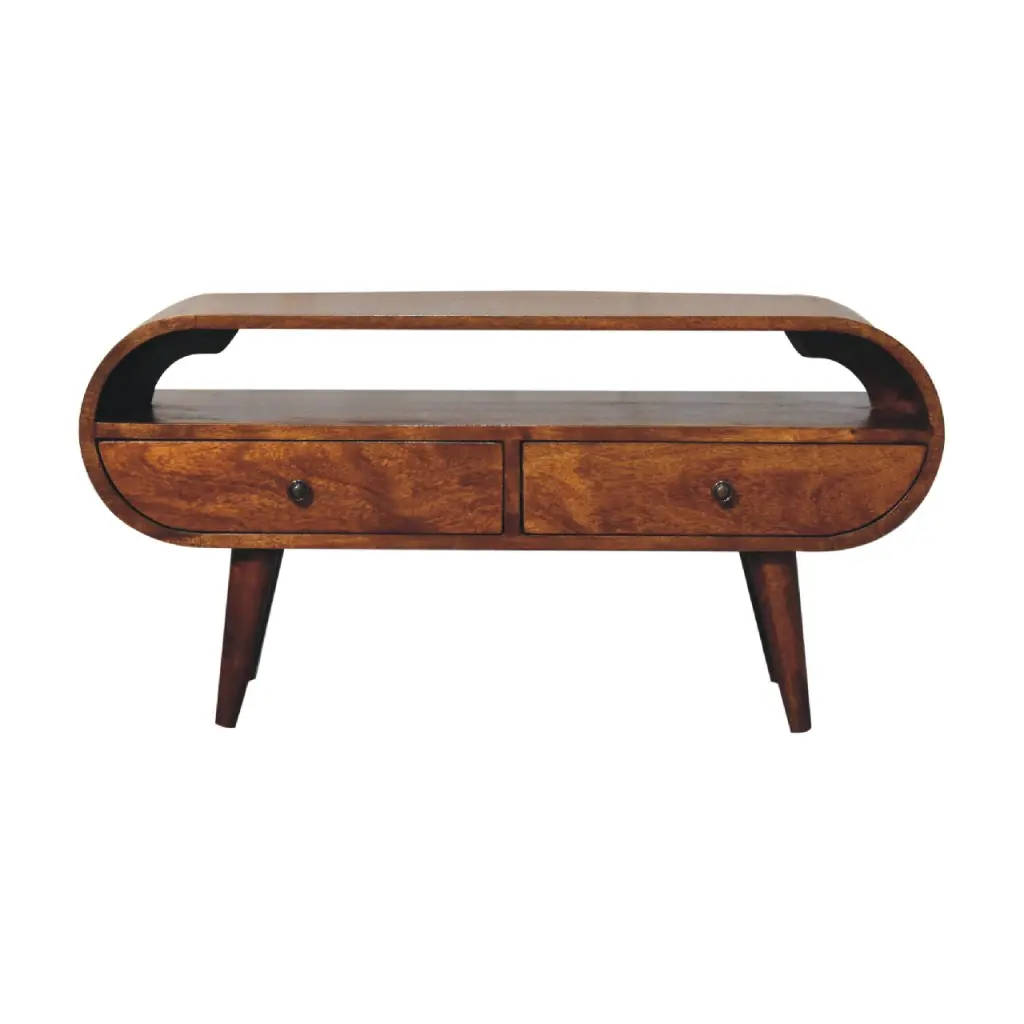 Chestnut Circular TV Stand 39 Inches Or Less Solid Timber artisan furniture