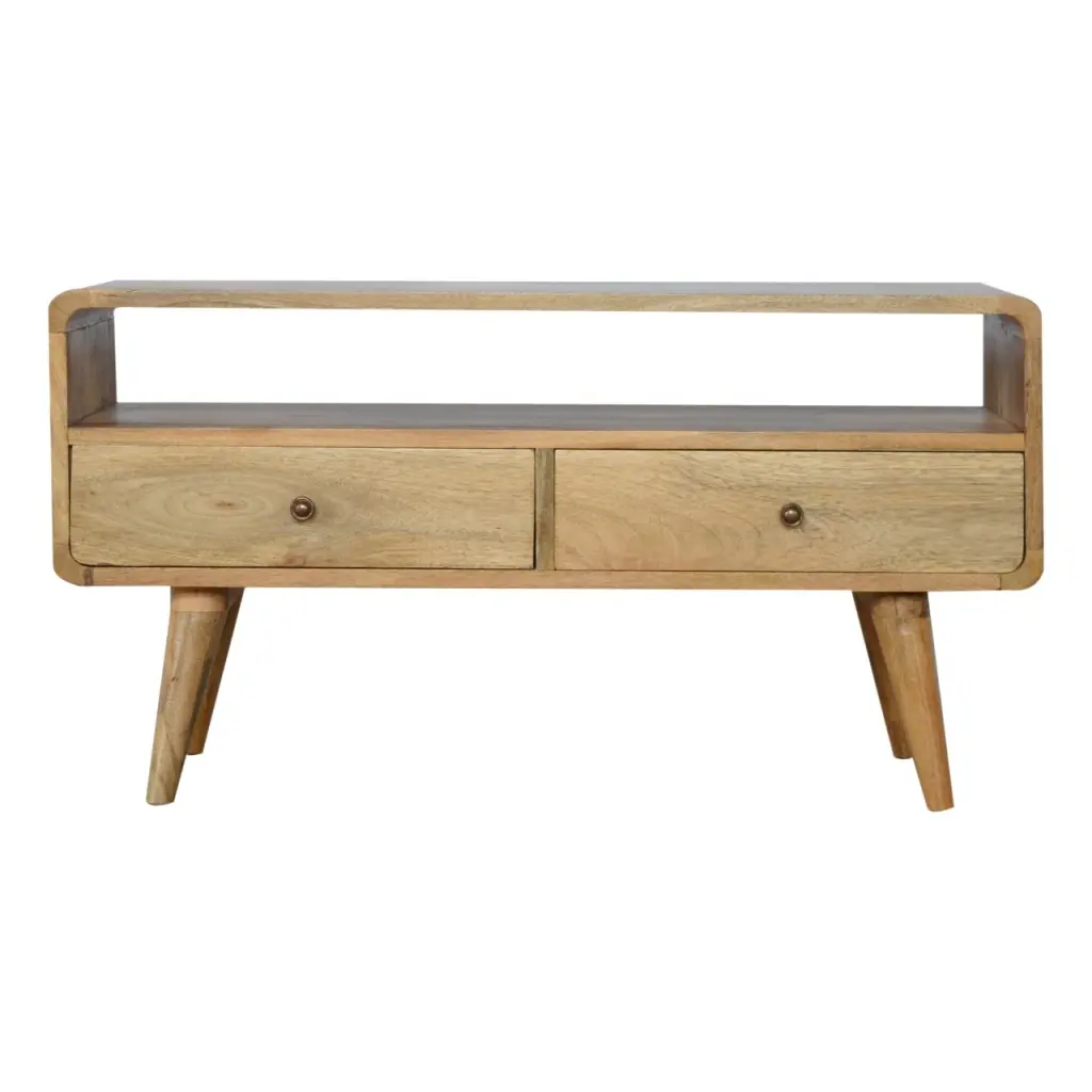 Curved Oak Ish Media Unit Oak Solid Timber TV Stand artisan furniture