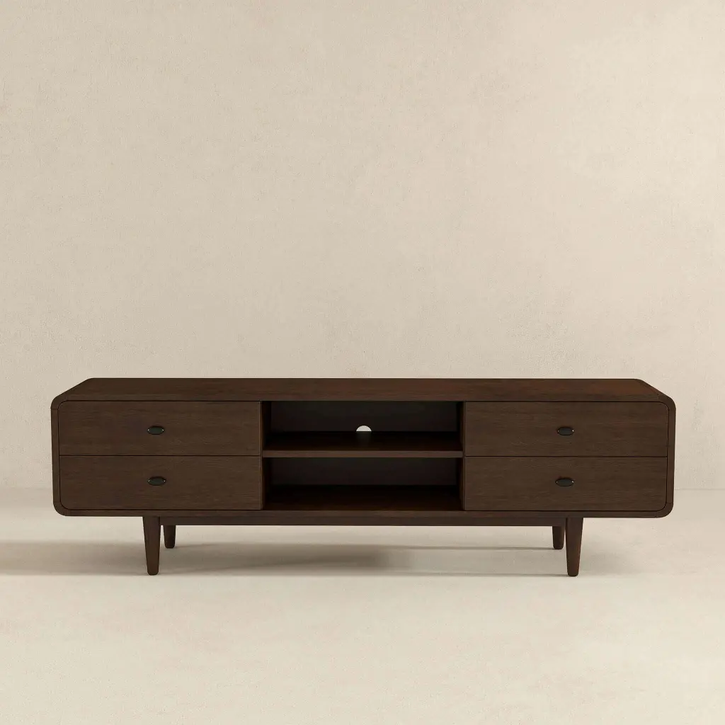 Alexa Mid Century Modern Style TV Stand Dark Brown Wood ashcroft furniture