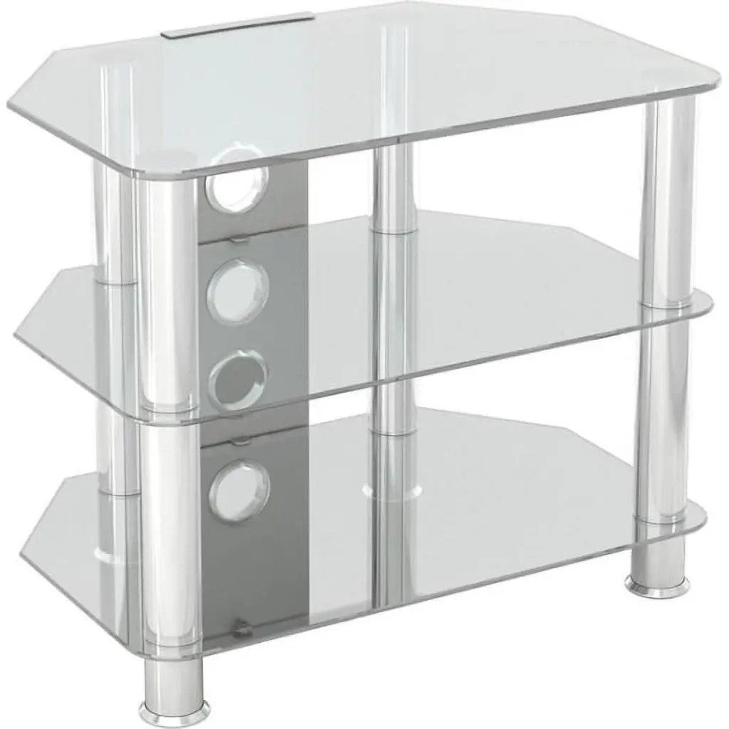 AVF Steel TV Stand Cable Management up to 32 TVs Clear Chrome