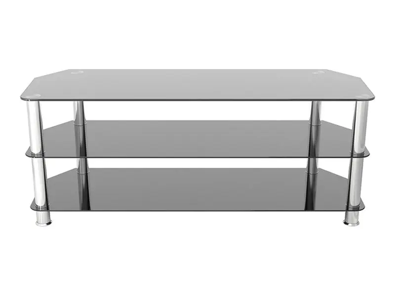 AVF Transitional Steel and Glass TV Stand up to 60 TVs Black Chrome