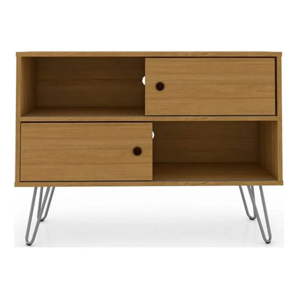 Baxter Mid-Century Modern 35.43 Inch TV Stand 4 Shelves Cinnamon