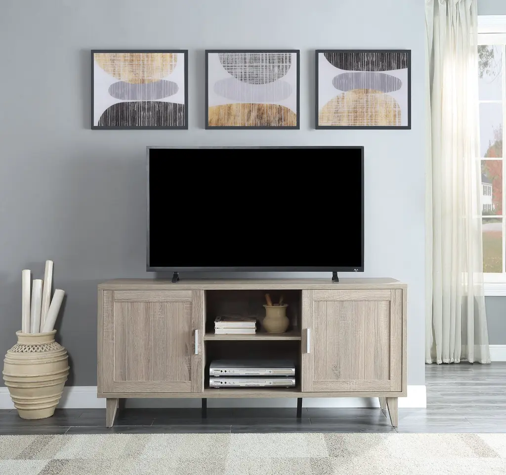 Briggs Modern 60 Inch TV Stand TVs Up To 65 Inches Stonewash Grey Entertainment Center bridgevine home