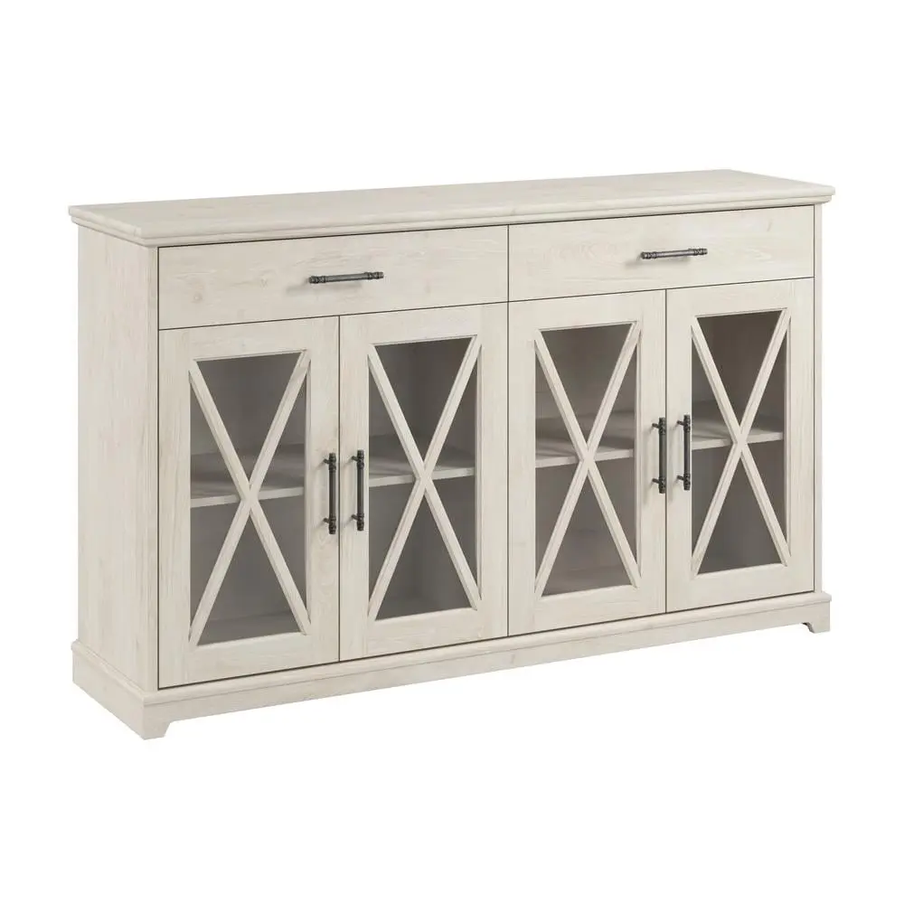 Bush Lennox Engineered Wood TV Stand TVs up to 75 Inches Linen White Oak Bush Furniture