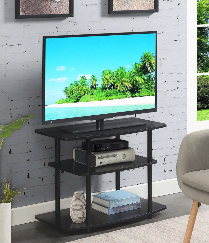 Convenience Concepts Designs2Go No Tools 3 Tier TV Stand Black Easy Assembly