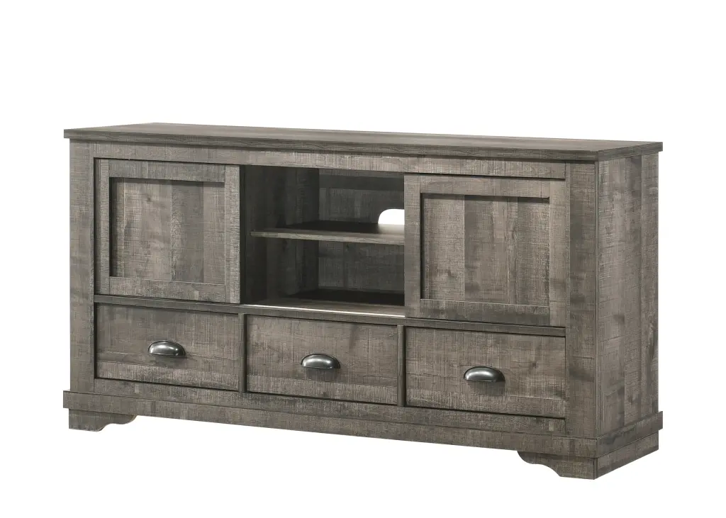 Coralee Tv Stand Dark Brown Wood Entertainment Center crown mark inc