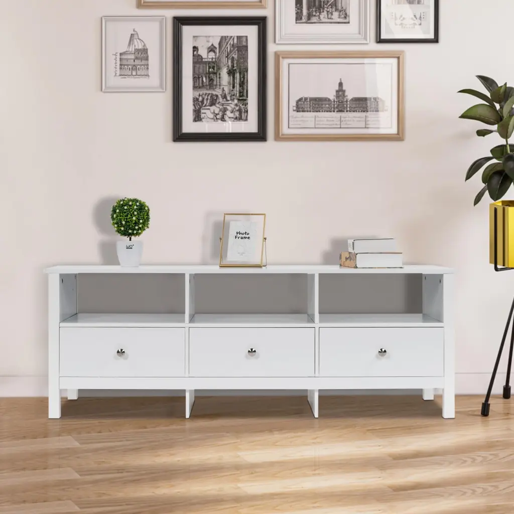 UBesGoo Modern TV Stand 55-60 Inch TV White Media Console Storage Cabinet FCH
