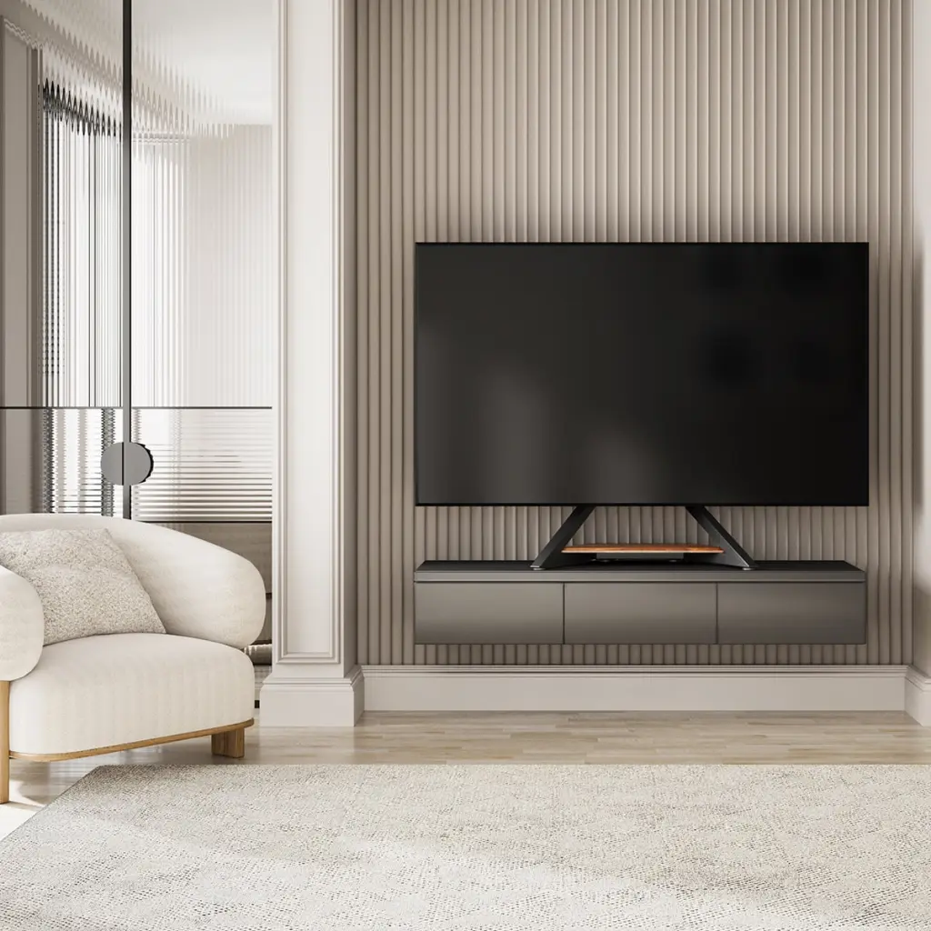 FITUEYES Universal Tabletop TV Stand 55-85 Inch TVs Height Adjustable Cable Management