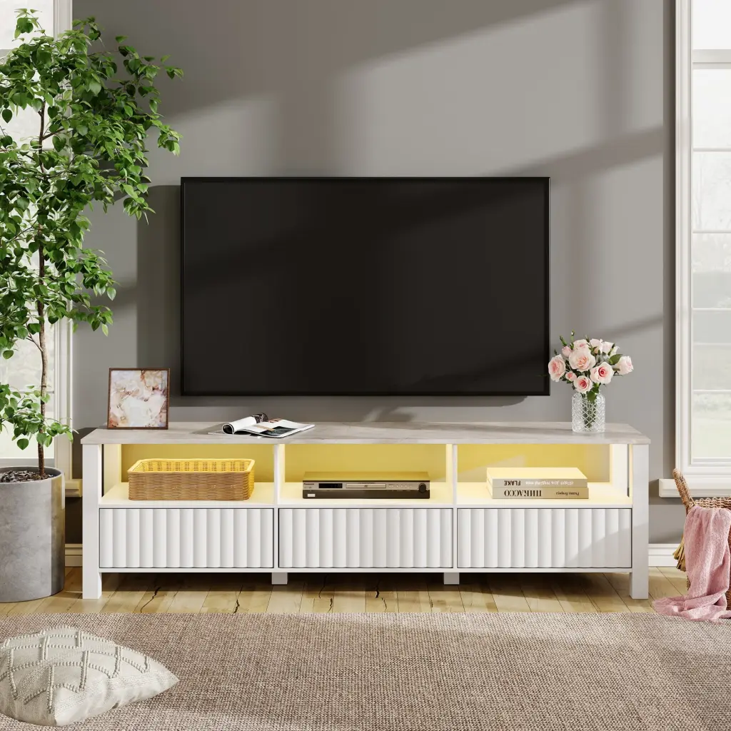 Modern TV Stand 75 Inch TV Espresso Media Console Entertainment Center FITUEYES