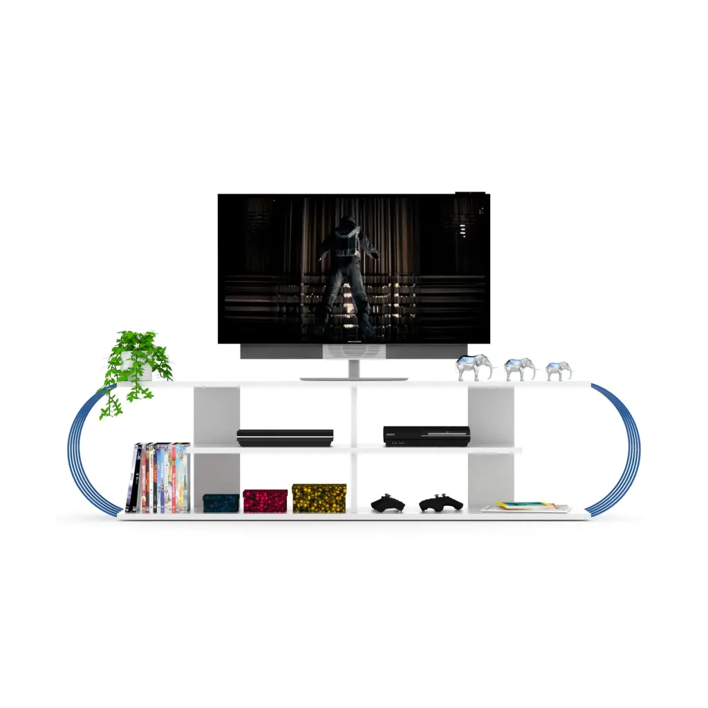 Furnis Home Store Mid Century Modern TV Stand 4 Open Storage Shelves furnia