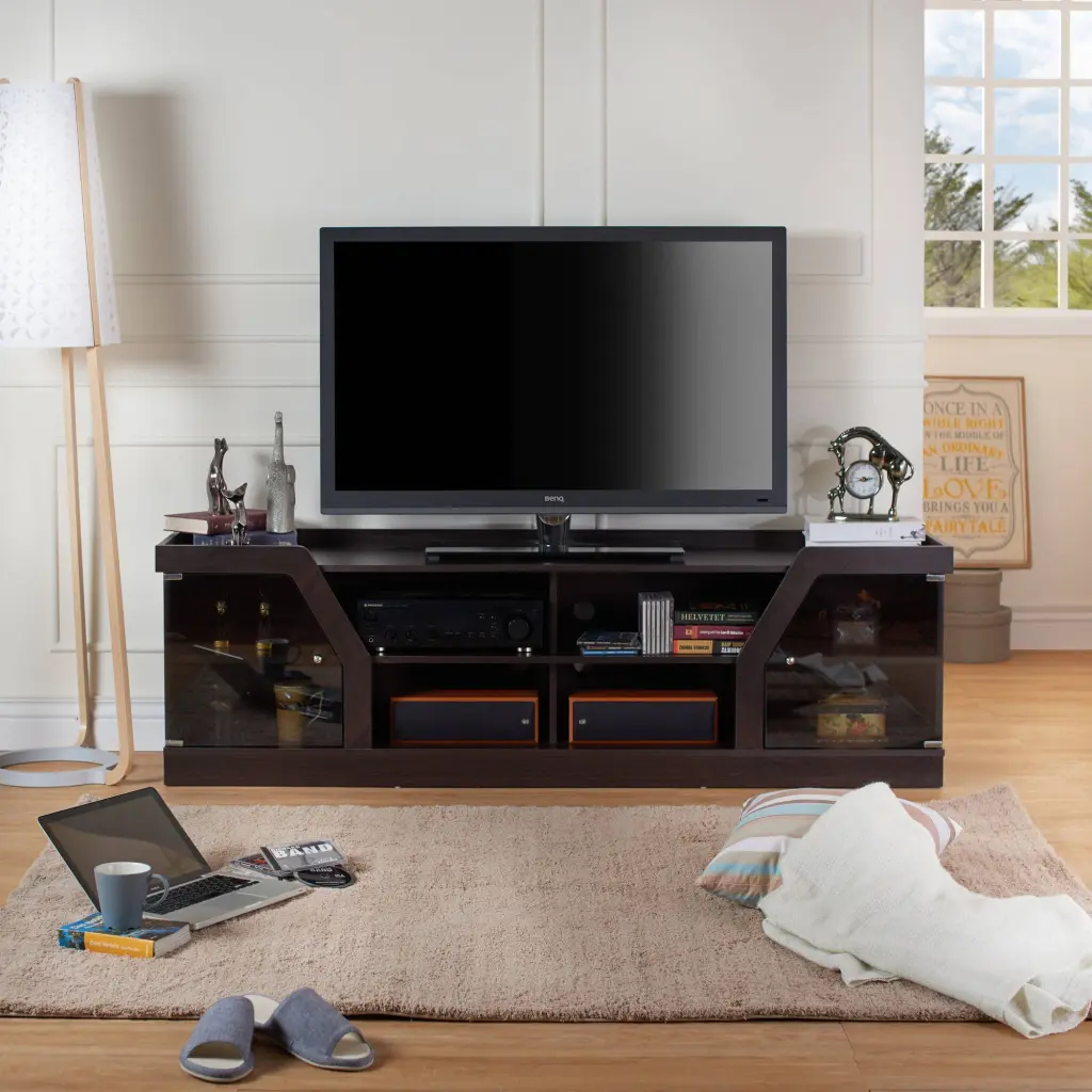 Furniture America Faullin Espresso TV Stand TVs up to 78 Inches