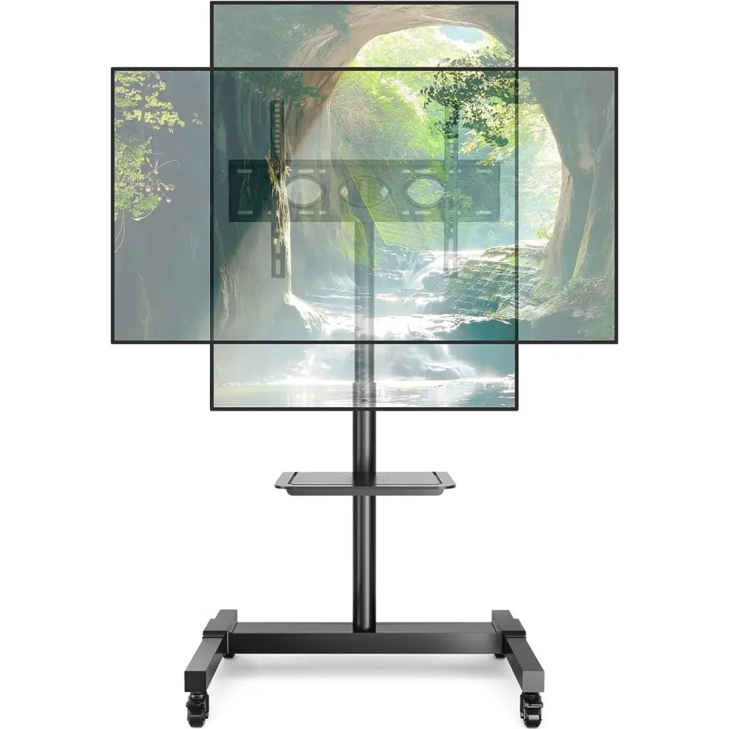 HetayC Large Rolling TV Cart Portable Stand 32-75 Inch Flat Screens Wheels