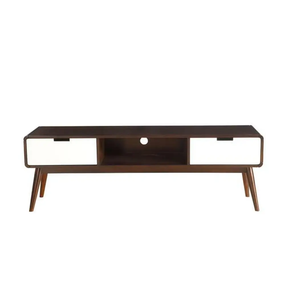 Home Roots Furniture 19 x 59 x 16 . MDF Wood Veneer TV Stand Espresso White HomeRoots